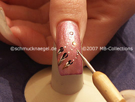 clear nail lacquer, spot-swirl and strass stones