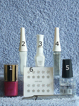 Products for motif full cover in dark-pink - Nail polish, Nail art liner, Nail art pen, Nail Sticker, Clear nail polish