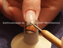 clear nail lacquer, spot-swirl and strass stones