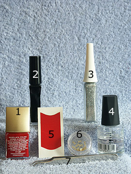 Products for the motif with French manicure templates for nails - Inlay motifs, French manicure templates, Nail polish, Nail art liner, Clear nail polish
