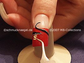 clear nail lacquer, tweezers and motif in the form of the dollar symbol