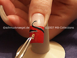 clear nail lacquer, tweezers and motif in the form of the dollar symbol