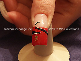 clear nail lacquer, tweezers and motif in the form of the dollar symbol