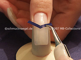 V-shaped French manicure templates and tweezers